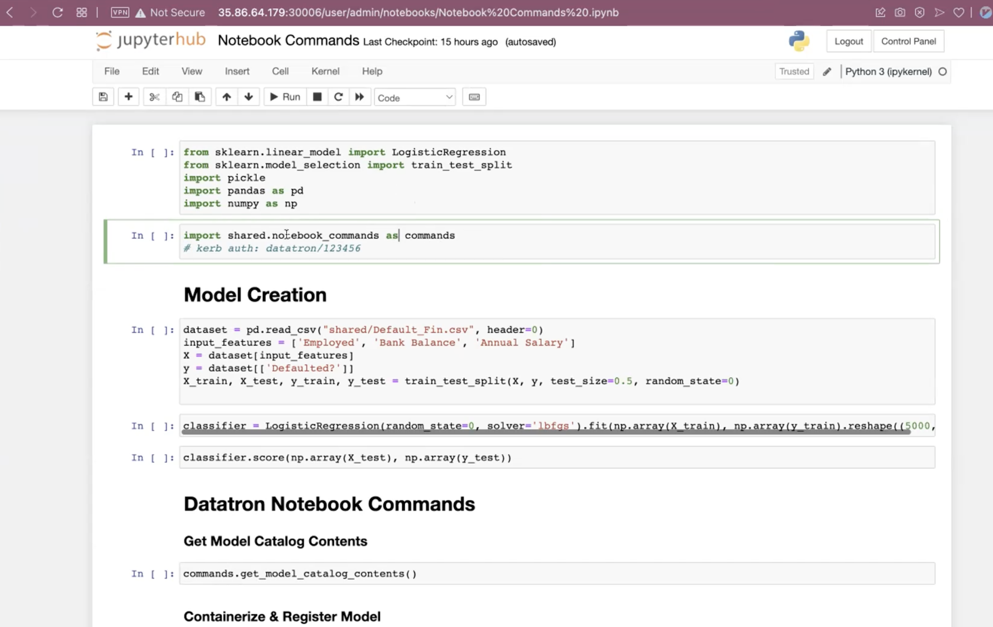 JupyterHub integration with Datatron