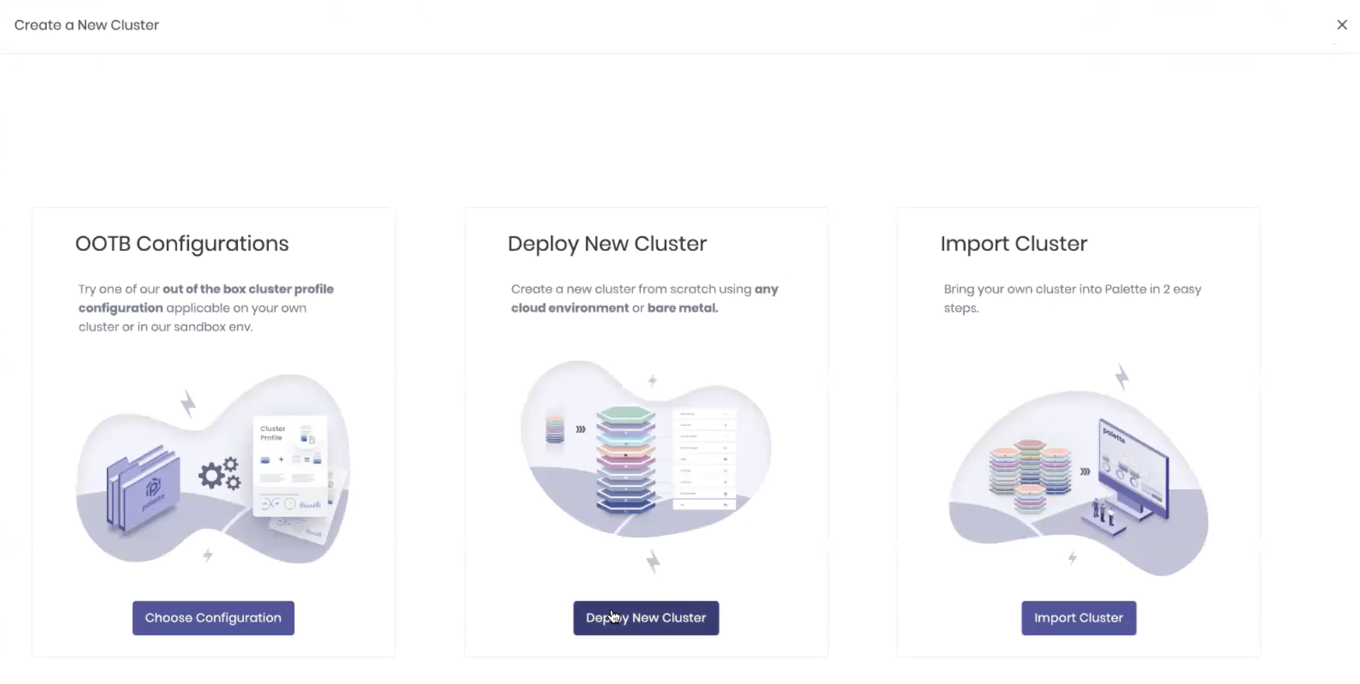 Cluster selection menu
