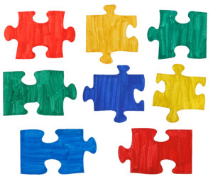 Different Colors and Sizes of Puzzle Pieces